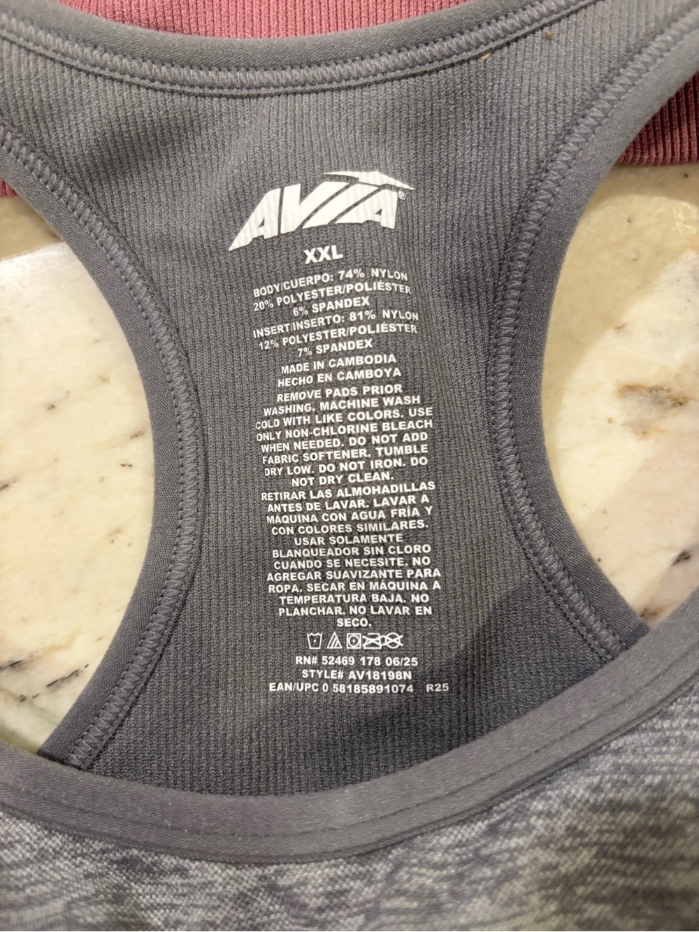 AVIA Seamless Racerback Sports Bras - Gray, Dusty Rose, Slate Blue - Picture 3 of 3